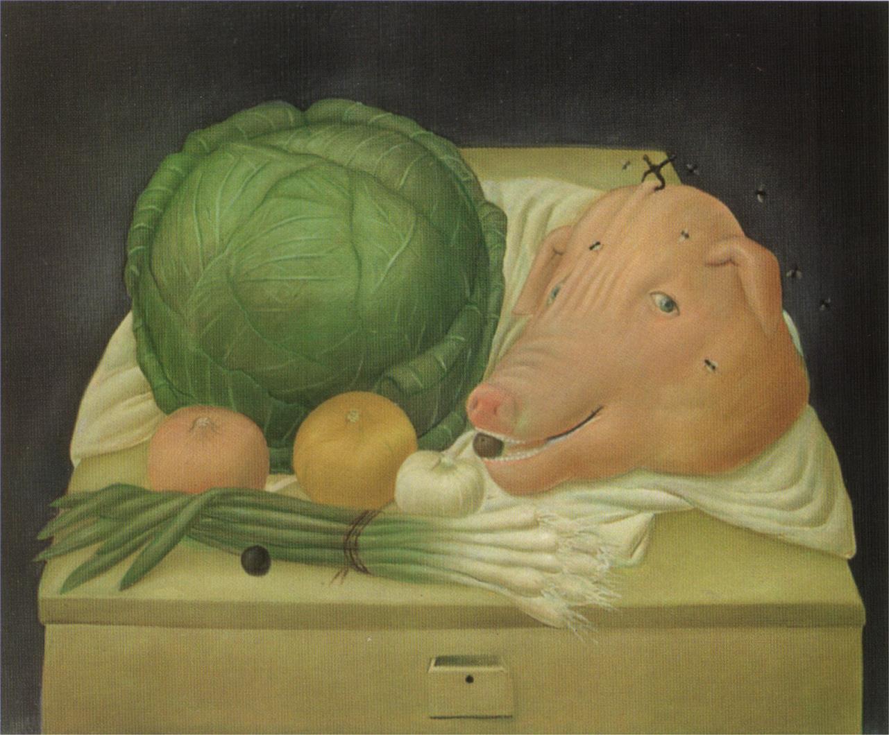Still Life with the Head of Pork Fernando Botero Oil Paintings